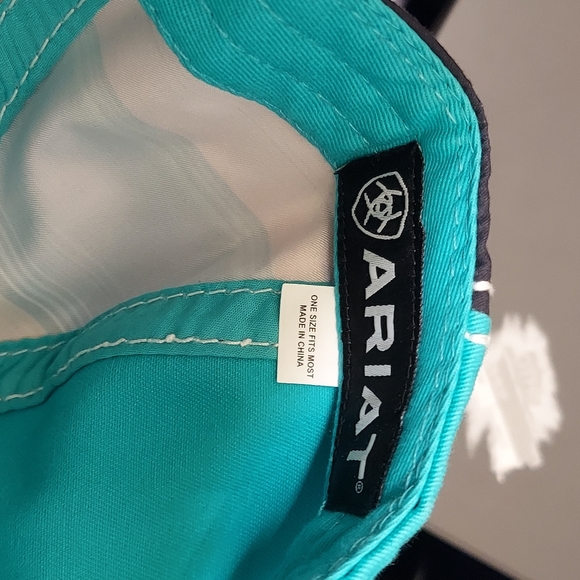 Ariat serape stripe turquoise baseball Hat style cap Blue Green Red Aztec Skater - Picture 4 of 7